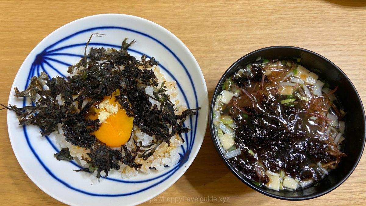 おきのり飯　ふのり味噌汁